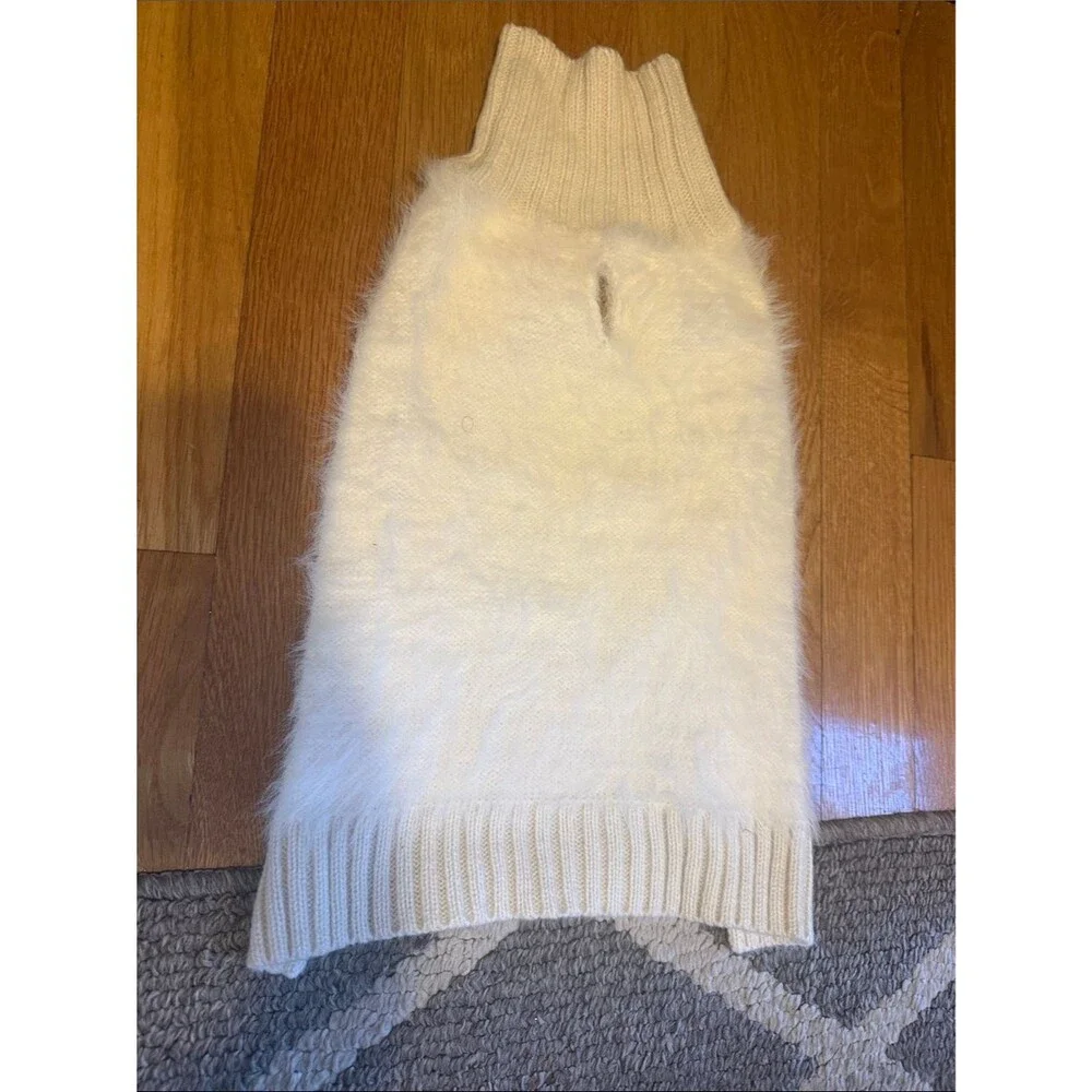 Cream Fuzzy Dog Sweater Turtleneck Small Soft Knit Winter Pet Pullover Cozy